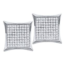 0.33 CTW Diamond Square Kite Cluster Earrings 14KT White Gold - REF-20N9F