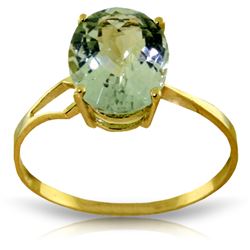 Genuine 2.2 ctw Green Amethyst Ring Jewelry 14KT Yellow Gold - REF-27V8W