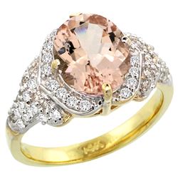 Natural 3.42 ctw morganite & Diamond Engagement Ring 14K Yellow Gold - REF-126F3N