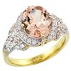 Image 1 : Natural 3.42 ctw morganite & Diamond Engagement Ring 14K Yellow Gold - REF-126F3N