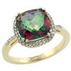 Image 1 : Natural 4.11 ctw Mystic-topaz & Diamond Engagement Ring 10K Yellow Gold - REF-34G3M