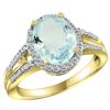 Natural 3.42 ctw aquamarine & Diamond Engagement Ring 14K Yellow Gold - REF-70Y5X