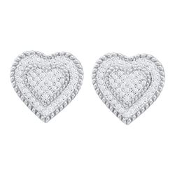 0.33 CTW Diamond Heart Screwback Earrings 10KT White Gold - REF-30N2F