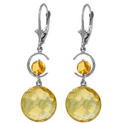 Genuine 11.60 ctw Citrine Earrings Jewelry 14KT White Gold - REF-47X5M