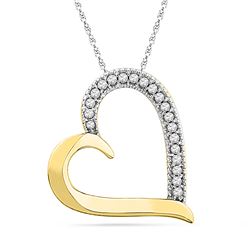 0.10 CTW Diamond Heart Outline Pendant 10KT Yellow Gold - REF-10W5K