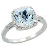 Image 1 : Natural 3.92 ctw Aquamarine & Diamond Engagement Ring 14K White Gold - REF-58A2V
