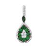 Image 1 : 0.84 CTW Natural Emerald Diamond Teardrop Cluster Pendant 18KT White Gold - REF-112H5M