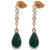 Genuine 6.9 ctw Green Sapphire Corundum & Diamond Earrings Jewelry 14KT Rose Gold - REF-44T9A