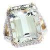 Image 1 : Natural 13.72 ctw green-amethyst & Diamond Engagement Ring 14K Yellow Gold - REF-81Z3Y