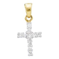 0.25 CTW Diamond Dainty Cross Pendant 10KT Yellow Gold - REF-16Y4X