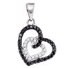 Image 1 : 0.32 CTW Black Color Pave-set Diamond Open-Center Heart Pendant 10KT White Gold - REF-19H4M