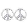 0.15 CTW Diamond Peace Sign Stud Earrings 10KT White Gold - REF-13X4Y