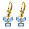 Genuine 1.24 ctw Blue Topaz Earrings Jewelry 14KT Yellow Gold - REF-38W2Y