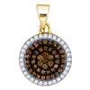 Image 1 : 0.33 CTW Cognac-brown Color Diamond Circle Cluster Pendant 10KT Yellow Gold - REF-19Y4X