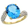 Natural 6.45 ctw swiss-blue-topaz & Diamond Engagement Ring 14K Yellow Gold - REF-54Z3Y