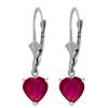 Image 1 : Genuine 2.9 ctw Ruby Earrings Jewelry 14KT White Gold - REF-39T3A