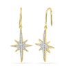 Image 1 : 0.16 CTW Diamond Starburst Dangle Earrings 10KT Yellow Gold - REF-18N2F