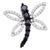 Image 1 : 0.50 CTWBlack Color Diamond Dragonfly Insect Bug Flying Pendant 10KT White Gold - REF-30Y2X