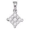 0.26 CTW Diamond Square Cluster Pendant 10KT White Gold - REF-22M4H