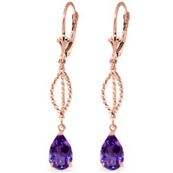 Genuine 3 ctw Amethyst Earrings Jewelry 14KT Rose Gold - REF-45A5K