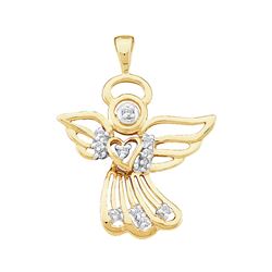 0.10 CTW Diamond Guardian Angel Pendant 10KT Yellow Gold - REF-8Y9X