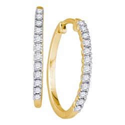 0.20 CTW Diamond Single Row Hoop Earrings 10KT Yellow Gold - REF-22M4H