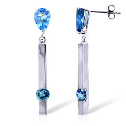 Genuine 4.25 ctw Blue Topaz Earrings Jewelry 14KT White Gold - REF-54V6W