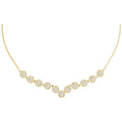 1.85 CTW Princess Diamond Soleil Cluster Luxury Necklace 14KT Yellow Gold - REF-209X9Y