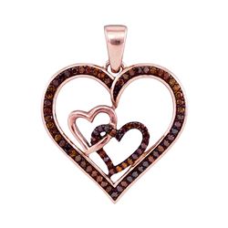 0.25 CTW Red Color Diamond Heart Love Pendant 10KT Rose Gold - REF-30N2F