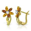 Image 1 : Genuine 1.10 ctw Citrine, Garnet & Diamond Earrings Jewelry 14KT Yellow Gold - REF-36P3H