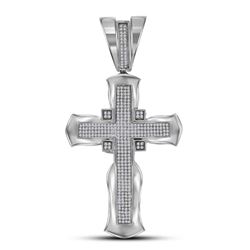 0.95 CTW Mens Diamond Cross Crucifix Charm Pendant 10KT White Gold - REF-82W4K