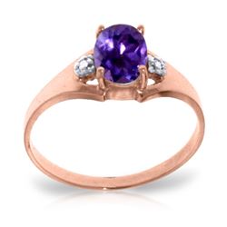 Genuine 0.76 ctw Amethyst & Diamond Ring Jewelry 14KT Rose Gold - REF-20Y8F