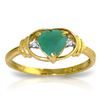 Image 1 : Genuine 1.01 ctw Emerald & Diamond Ring Jewelry 14KT Yellow Gold - REF-49W2Y