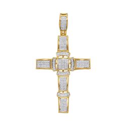 0.47 CTW Mens Diamond Segmented Cross Charm Pendant 10KT Yellow Gold - REF-49Y5X