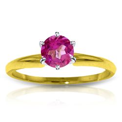 Genuine 0.65 ctw Pink Topaz Ring Jewelry 14KT Yellow Gold - REF-27Z3N
