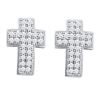 Image 1 : 0.15 CTW Diamond Cross Stud Earrings 10KT White Gold - REF-14W9K