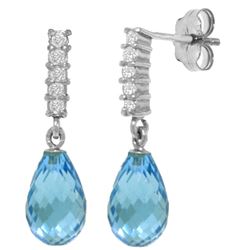 Genuine 4.65 ctw Blue Topaz & Diamond Earrings Jewelry 14KT White Gold - REF-36R2P