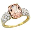 Image 1 : Natural 3.25 ctw morganite & Diamond Engagement Ring 14K Yellow Gold - REF-82M6H