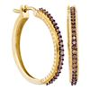 Image 1 : 0.50 CTWCognac-brown Color Diamond Single Row Hoop Earrings 10KT Yellow Gold - REF-37W5K