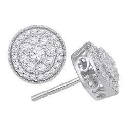 0.50 CTWDiamond Flower Cluster Earrings 10KT White Gold - REF-49Y5X