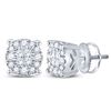 Image 1 : 0.25 CTW Princess Diamond Soleil Cluster Earrings 14KT White Gold - REF-33K8W