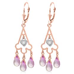 Genuine 4.83 ctw Pink Topaz & Diamond Earrings Jewelry 14KT Rose Gold - REF-52P7H