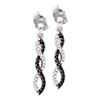 Image 1 : 0.15 CTW Black Color Diamond Infinity Dangle Screwback Earrings 10KT White Gold - REF-18H2M