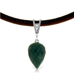 Genuine 13.01 ctw Emerald & Diamond Necklace Jewelry 14KT White Gold - REF-42H4X