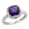 Image 1 : Natural 3.94 ctw Amethyst & Diamond Engagement Ring 10K White Gold - REF-29G2M