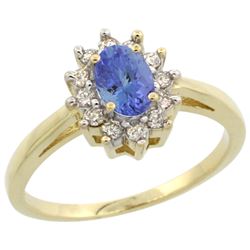 Natural 0.67 ctw Tanzanite & Diamond Engagement Ring 10K Yellow Gold - REF-40K5R