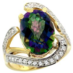 Natural 6.22 ctw mystic-topaz & Diamond Engagement Ring 14K Yellow Gold - REF-134A9V