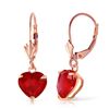 Image 1 : Genuine 2.9 ctw Ruby Earrings Jewelry 14KT Rose Gold - REF-39A3K