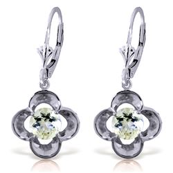 Genuine 1.10 ctw Aquamarine Earrings Jewelry 14KT White Gold - REF-40A8K
