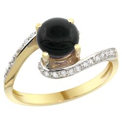 Natural 0.88 ctw onyx & Diamond Engagement Ring 14K Yellow Gold - REF-51Y4X